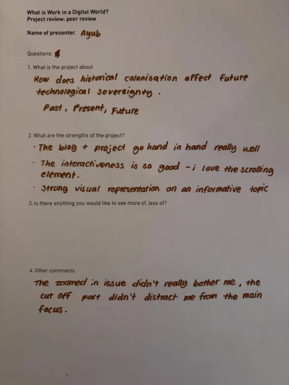 Feedback on my artefact