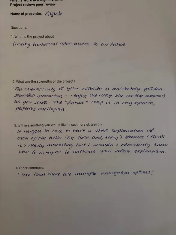 Feedback on my artefact
